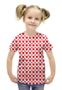Заказать детскую футболку в Москве. Футболка с полной запечаткой для девочек Красные сердечки от THE_NISE  - готовые дизайны и нанесение принтов.