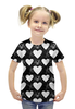 Заказать детскую футболку в Москве. Футболка с полной запечаткой для девочек Черно-белые сердца  от vphone - готовые дизайны и нанесение принтов.