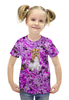 Заказать детскую футболку в Москве. Футболка с полной запечаткой для девочек Цветы и пес от THE_NISE  - готовые дизайны и нанесение принтов.