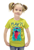 Заказать детскую футболку в Москве. Футболка с полной запечаткой для девочек Play?!  от ПРИНТЫ ПЕЧАТЬ  - готовые дизайны и нанесение принтов.