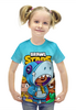 Заказать детскую футболку в Москве. Футболка с полной запечаткой для девочек BRAWL STARS LEON SHARK от geekbox - готовые дизайны и нанесение принтов.