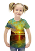 Заказать детскую футболку в Москве. Футболка с полной запечаткой для девочек Закат у озера от THE_NISE  - готовые дизайны и нанесение принтов.