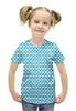 Заказать детскую футболку в Москве. Футболка с полной запечаткой для девочек Бело-голубой узор от THE_NISE  - готовые дизайны и нанесение принтов.