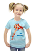 Заказать детскую футболку в Москве. Футболка с полной запечаткой для девочек Тельняшка голубая от Виктор Гришин - готовые дизайны и нанесение принтов.