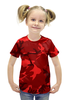 Заказать детскую футболку в Москве. Футболка с полной запечаткой для девочек Красный Камуфляж от Nalivaev - готовые дизайны и нанесение принтов.