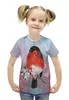Заказать детскую футболку в Москве. Футболка с полной запечаткой для девочек Снегирь на веточке от Irinakn - готовые дизайны и нанесение принтов.