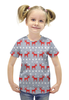 Заказать детскую футболку в Москве. Футболка с полной запечаткой для девочек новогодние олени от Amerikanka - готовые дизайны и нанесение принтов.