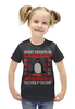 Заказать детскую футболку в Москве. Футболка с полной запечаткой для девочек Merry Christmas     от ПРИНТЫ ПЕЧАТЬ  - готовые дизайны и нанесение принтов.