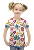Заказать детскую футболку в Москве. Футболка с полной запечаткой для девочек листья и цветы от THE_NISE  - готовые дизайны и нанесение принтов.