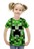 Заказать детскую футболку в Москве. Футболка с полной запечаткой для девочек MINECRAFT от vista12761@rambler.ru - готовые дизайны и нанесение принтов.