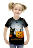 Заказать детскую футболку в Москве. Футболка с полной запечаткой для девочек Happy Halloween! от KinoArt - готовые дизайны и нанесение принтов.