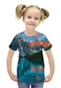 Заказать детскую футболку в Москве. Футболка с полной запечаткой для девочек Горы у озера от THE_NISE  - готовые дизайны и нанесение принтов.