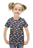 Заказать детскую футболку в Москве. Футболка с полной запечаткой для девочек Динозавры от Amerikanka - готовые дизайны и нанесение принтов.