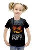 Заказать детскую футболку в Москве. Футболка с полной запечаткой для девочек HALLOWEEN PARTY от CoolDesign - готовые дизайны и нанесение принтов.