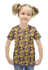 Заказать детскую футболку в Москве. Футболка с полной запечаткой для девочек Желто-фиолетовый геометрический орнамент от merion_merion - готовые дизайны и нанесение принтов.