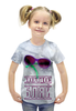 Заказать детскую футболку в Москве. Футболка с полной запечаткой для девочек Потребляй - розовые очки от Deliriumtech - готовые дизайны и нанесение принтов.