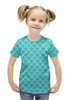 Заказать детскую футболку в Москве. Футболка с полной запечаткой для девочек Голубой узор от THE_NISE  - готовые дизайны и нанесение принтов.