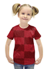 Заказать детскую футболку в Москве. Футболка с полной запечаткой для девочек Красный геометрический узор от valezar - готовые дизайны и нанесение принтов.