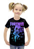 Заказать детскую футболку в Москве. Футболка с полной запечаткой для девочек Fortnite, Marshmello от geekbox - готовые дизайны и нанесение принтов.