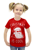 Заказать детскую футболку в Москве. Футболка с полной запечаткой для девочек Крутой Дед Мороз от geekbox - готовые дизайны и нанесение принтов.
