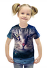 Заказать детскую футболку в Москве. Футболка с полной запечаткой для девочек Кот в космосе от THE_NISE  - готовые дизайны и нанесение принтов.