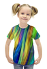 Заказать детскую футболку в Москве. Футболка с полной запечаткой для девочек Радужные линии от THE_NISE  - готовые дизайны и нанесение принтов.