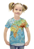 Заказать детскую футболку в Москве. Футболка с полной запечаткой для девочек Карта мира от Елена Гришина - готовые дизайны и нанесение принтов.