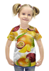 Заказать детскую футболку в Москве. Футболка с полной запечаткой для девочек Тропические фрукты от Виктор Гришин - готовые дизайны и нанесение принтов.