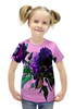 Заказать детскую футболку в Москве. Футболка с полной запечаткой для девочек Цветы красками от THE_NISE  - готовые дизайны и нанесение принтов.