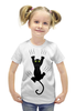 Заказать детскую футболку в Москве. Футболка с полной запечаткой для девочек Прикольный кот от Amerikanka - готовые дизайны и нанесение принтов.