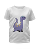 Заказать детскую футболку в Москве. Футболка с полной запечаткой для девочек Забавный  динозавр от Amerikanka - готовые дизайны и нанесение принтов.