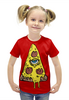 Заказать детскую футболку в Москве. Футболка с полной запечаткой для девочек Пицца от YellowCloverShop - готовые дизайны и нанесение принтов.