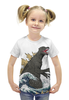 Заказать детскую футболку в Москве. Футболка с полной запечаткой для девочек Годзилла от prodesign - готовые дизайны и нанесение принтов.
