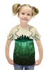 Заказать детскую футболку в Москве. Футболка с полной запечаткой для девочек Зелено-белое морское чудовище из глубин от Станислав - готовые дизайны и нанесение принтов.