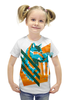 Заказать детскую футболку в Москве. Футболка с полной запечаткой для девочек Волк с попкорном от galaxy secret - готовые дизайны и нанесение принтов.