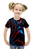 Заказать детскую футболку в Москве. Футболка с полной запечаткой для девочек Красно-синие полосы от THE_NISE  - готовые дизайны и нанесение принтов.