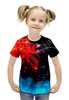 Заказать детскую футболку в Москве. Футболка с полной запечаткой для девочек Сине-красные краски от THE_NISE  - готовые дизайны и нанесение принтов.