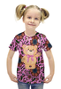 Заказать детскую футболку в Москве. Футболка с полной запечаткой для девочек Мишка и бабочки от THE_NISE  - готовые дизайны и нанесение принтов.