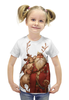 Заказать детскую футболку в Москве. Футболка с полной запечаткой для девочек "Санта" от Agatha Ulyanova - готовые дизайны и нанесение принтов.