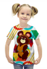 Заказать детскую футболку в Москве. Футболка с полной запечаткой для девочек Олимпийский Мишка 1980 от balden - готовые дизайны и нанесение принтов.