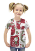 Заказать детскую футболку в Москве. Футболка с полной запечаткой для девочек Эльф и олени от THE_NISE  - готовые дизайны и нанесение принтов.