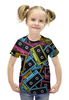 Заказать детскую футболку в Москве. Футболка с полной запечаткой для девочек Кассеты от Fil6 - готовые дизайны и нанесение принтов.