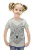Заказать детскую футболку в Москве. Футболка с полной запечаткой для девочек Волк-шаман от megashmot - готовые дизайны и нанесение принтов.