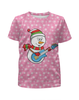 Заказать детскую футболку в Москве. Футболка с полной запечаткой для девочек Снеговик с гитарой (новый год) от nadegda - готовые дизайны и нанесение принтов.