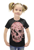 Заказать детскую футболку в Москве. Футболка с полной запечаткой для девочек розовый череп от olga - готовые дизайны и нанесение принтов.