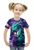 Заказать детскую футболку в Москве. Футболка с полной запечаткой для девочек Зеленый аниме дракон символ 2024 года от JarOfHoney  - готовые дизайны и нанесение принтов.