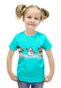 Заказать детскую футболку в Москве. Футболка с полной запечаткой для девочек Снеговики от Елена  - готовые дизайны и нанесение принтов.