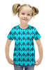 Заказать детскую футболку в Москве. Футболка с полной запечаткой для девочек Голубой орнамент от THE_NISE  - готовые дизайны и нанесение принтов.