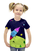 Заказать детскую футболку в Москве. Футболка с полной запечаткой для девочек ракета в космосе от Марина Кольцова - готовые дизайны и нанесение принтов.