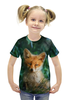 Заказать детскую футболку в Москве. Футболка с полной запечаткой для девочек Лисичка от weeert - готовые дизайны и нанесение принтов.